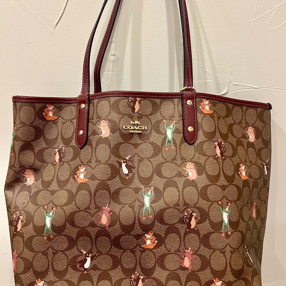 Coach Brown Signature Tote with Playful Accents
